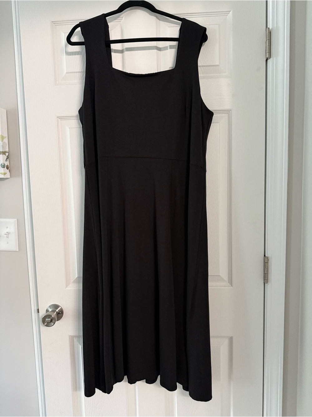 Able Black Sleeveless Square-Neck A-Line Dress